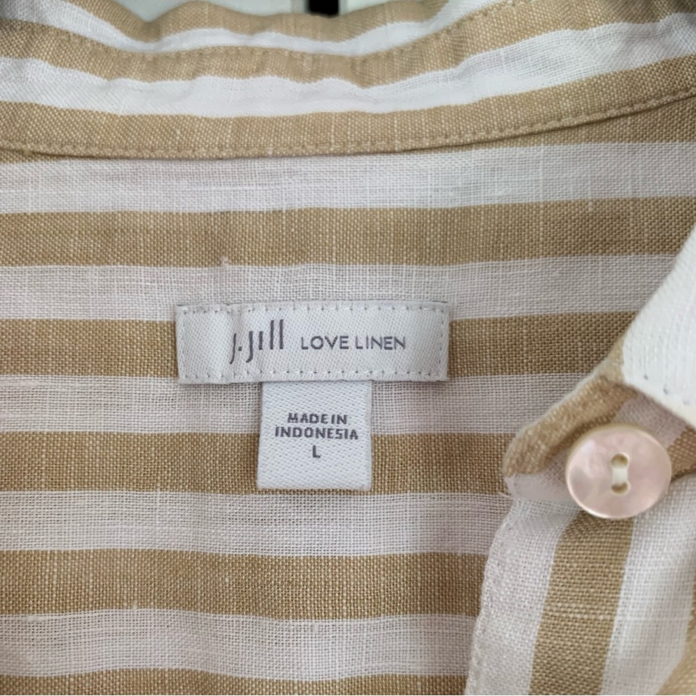 J. Jill Beige and White Striped Button-Down Shirt - Picture 6 of 9
